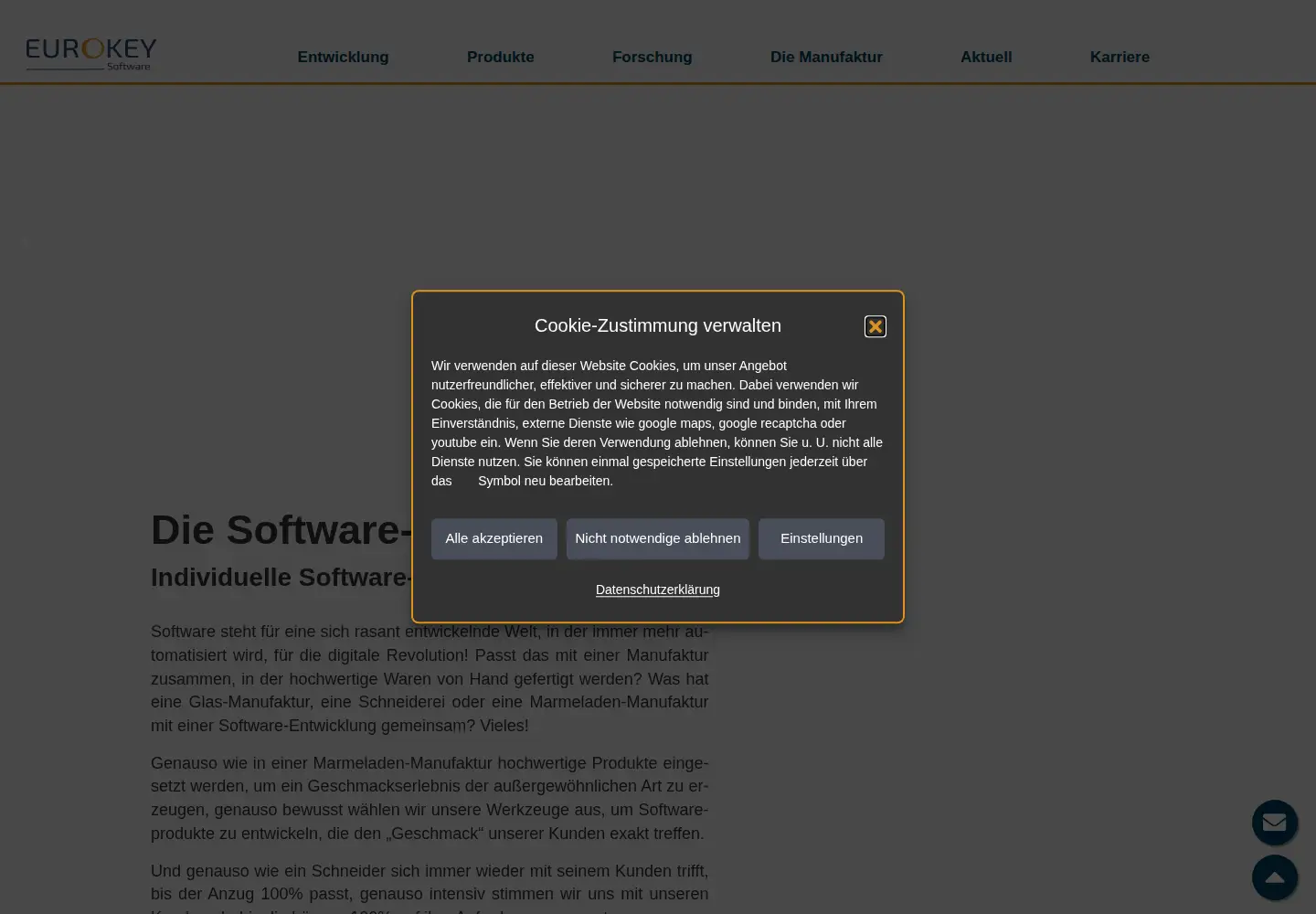Captured homepage of eurokey.de in the current scan