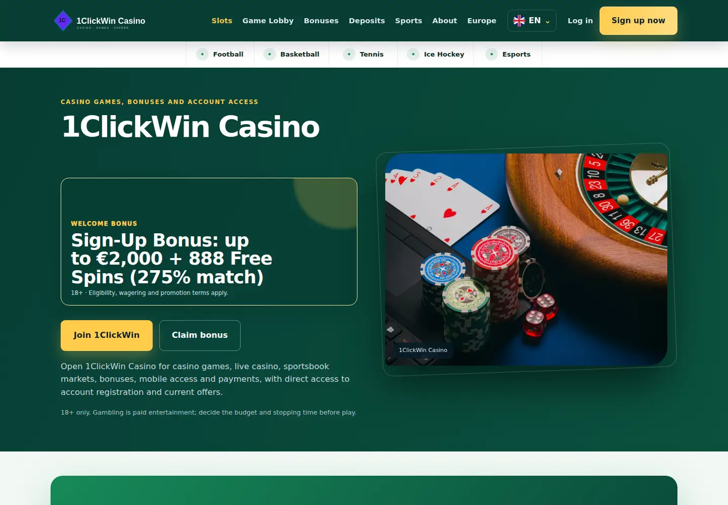 Screenshot of 1clickwin.eu