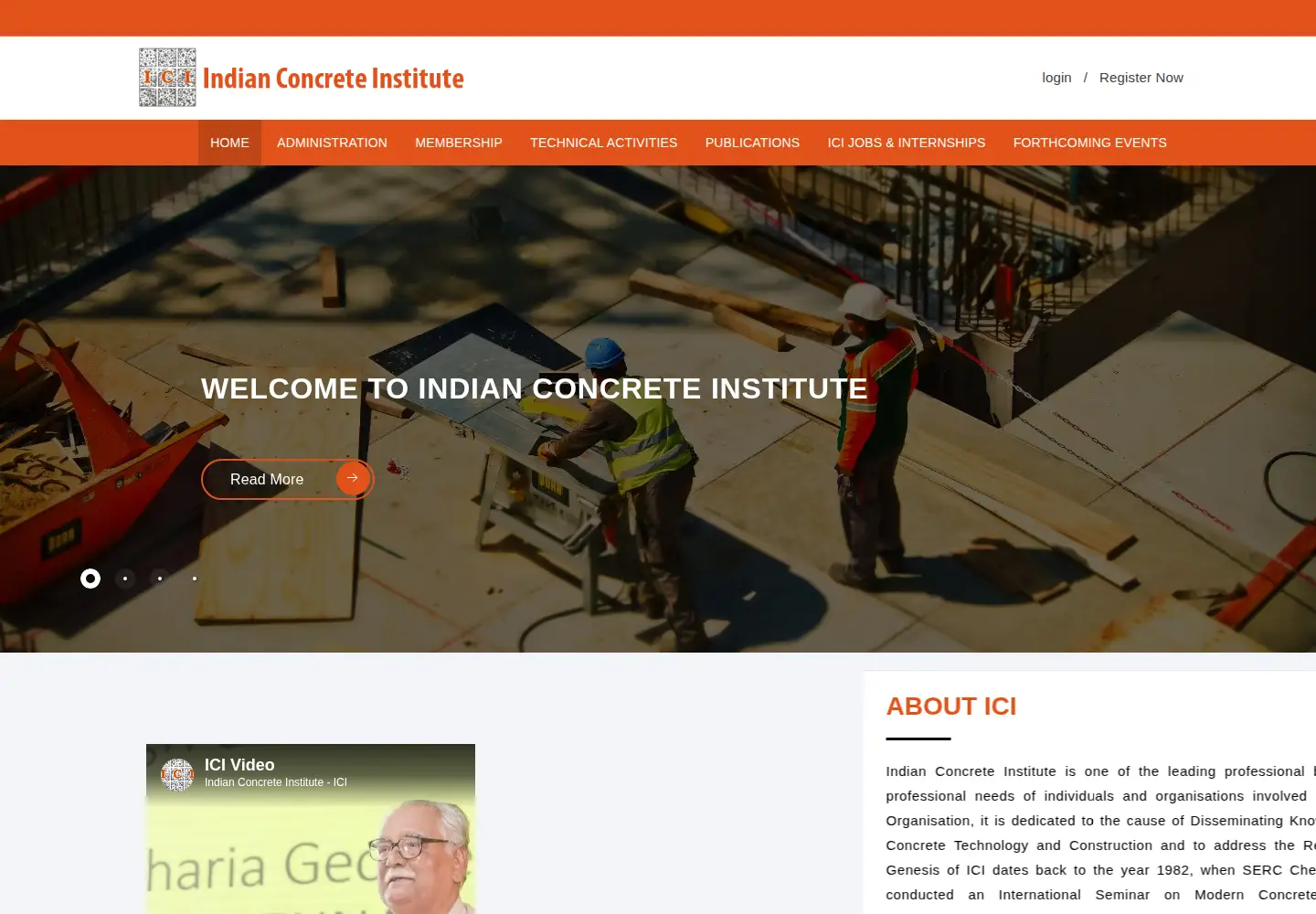 Screenshot of indianconcreteinstitute.org