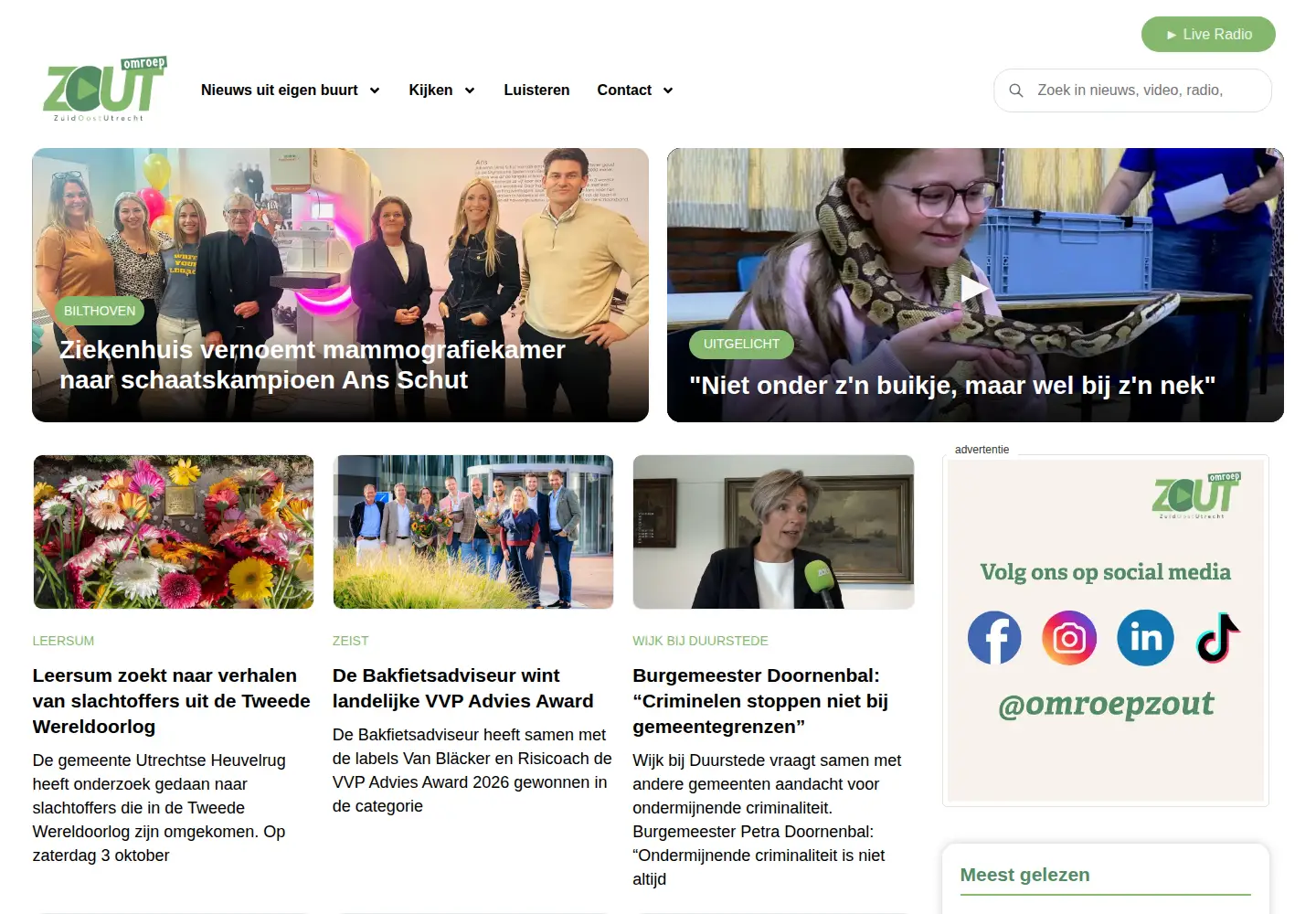 Captured homepage of omroepzout.nl in the current scan