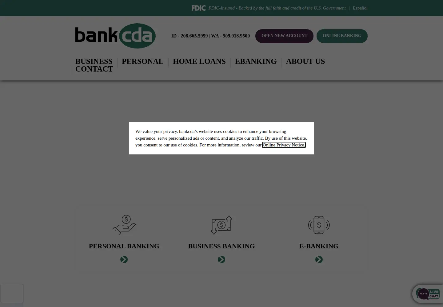 Screenshot of bankcda.com