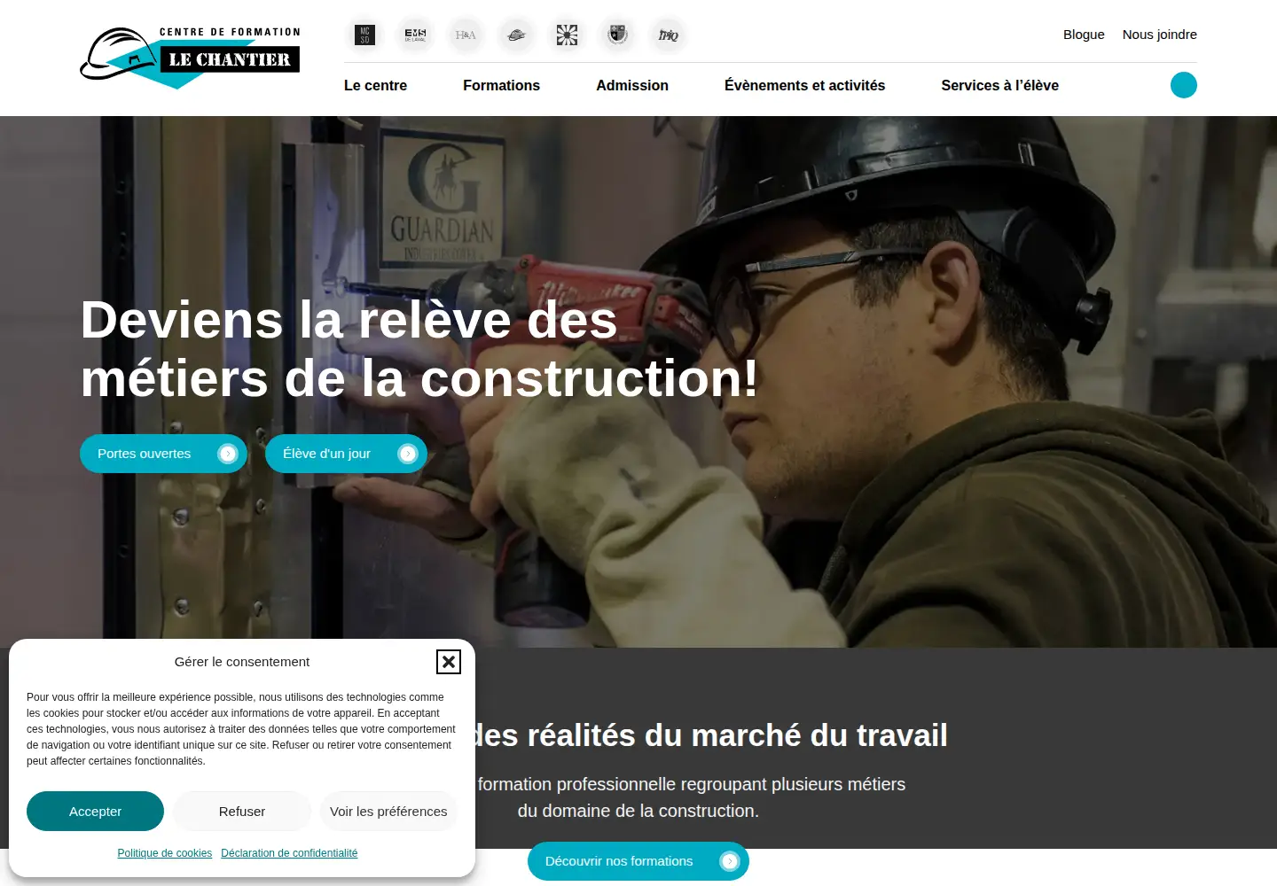 Captured homepage of centrelechantier.com in the current scan
