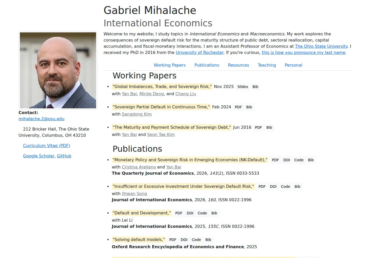 Captured homepage of gmihalache.com in the current scan