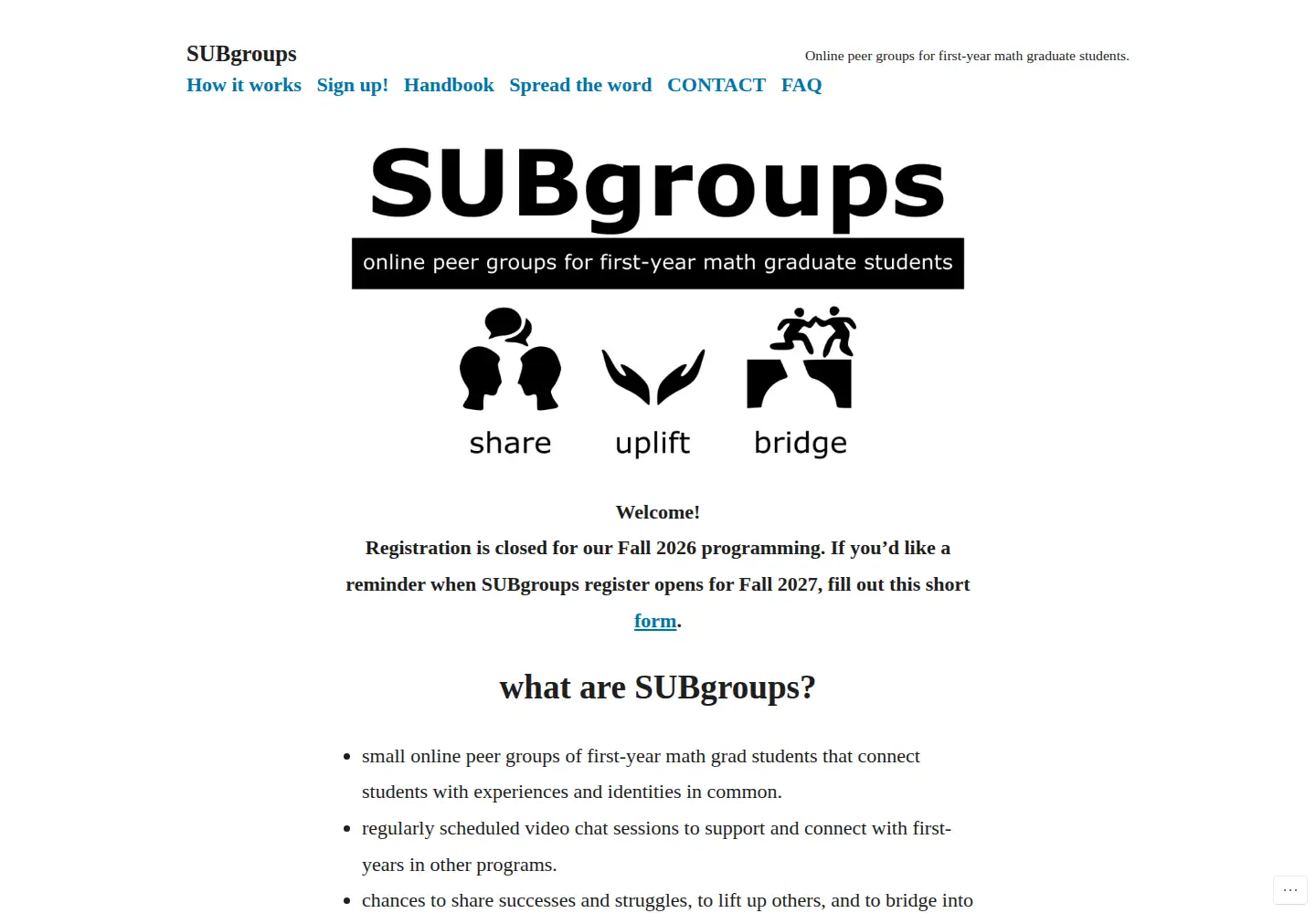 Screenshot of gradsubgroups.org