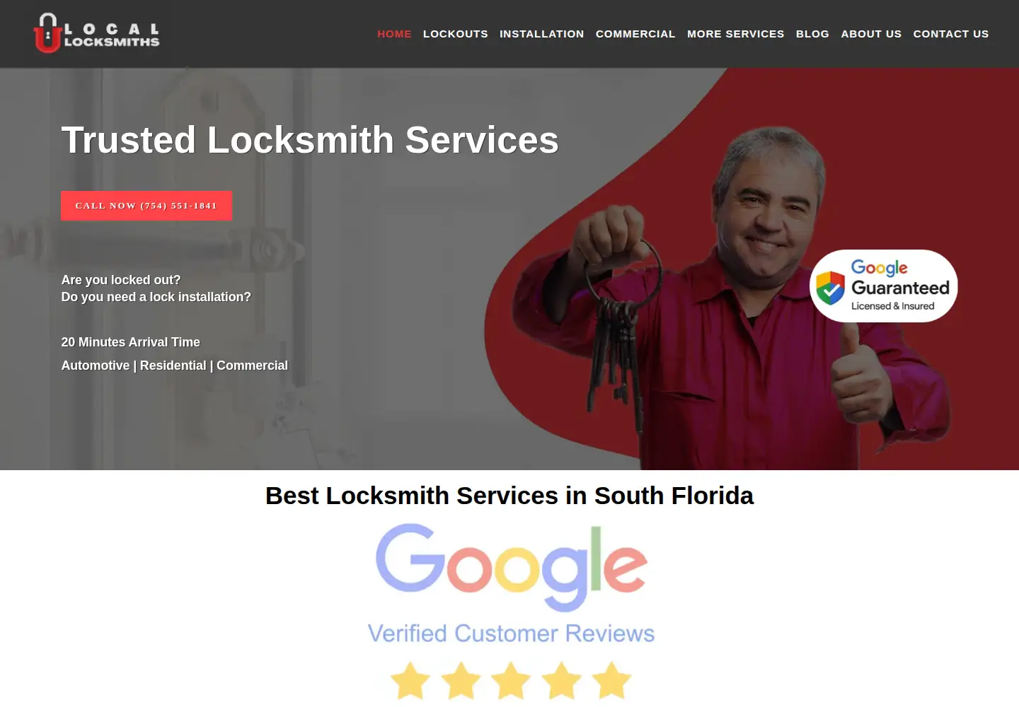 Screenshot of expertlocallocksmiths.com