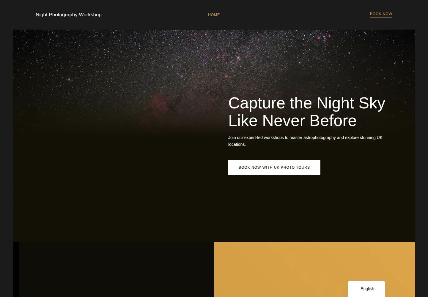 Captured homepage of nightphotographyworkshop.com in the current scan