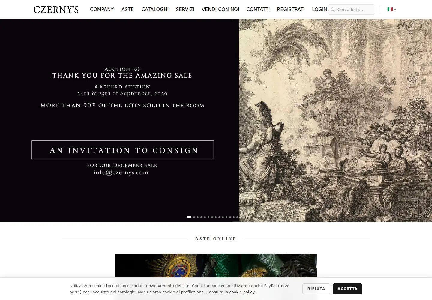 Captured homepage of czernys.com in the current scan