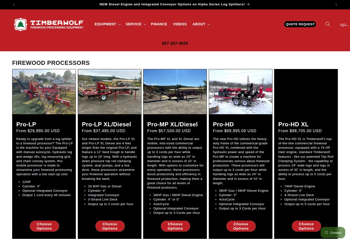 Captured homepage of timberwolfequip.com in the current scan
