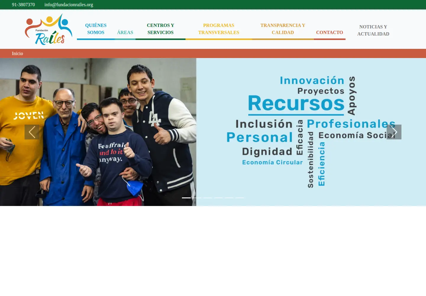 Captured homepage of fundacionrailes.org in the current scan