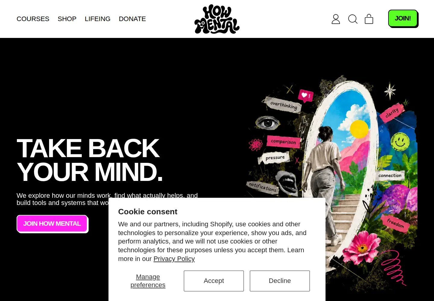 Captured homepage of howmental.com in the current scan