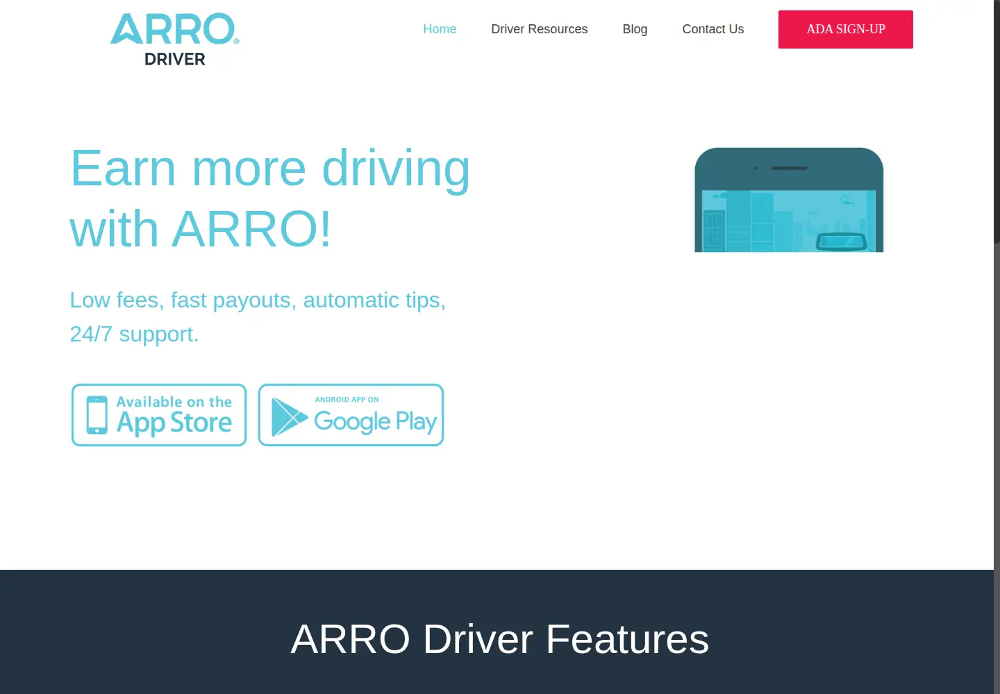 Captured homepage of drivearro.com in the current scan