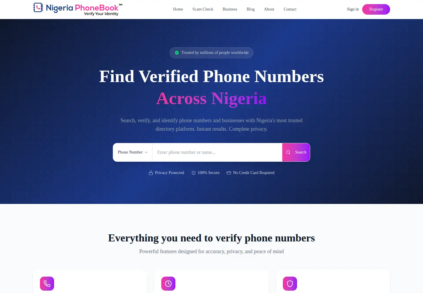 Screenshot of nigeriaphonebook.com