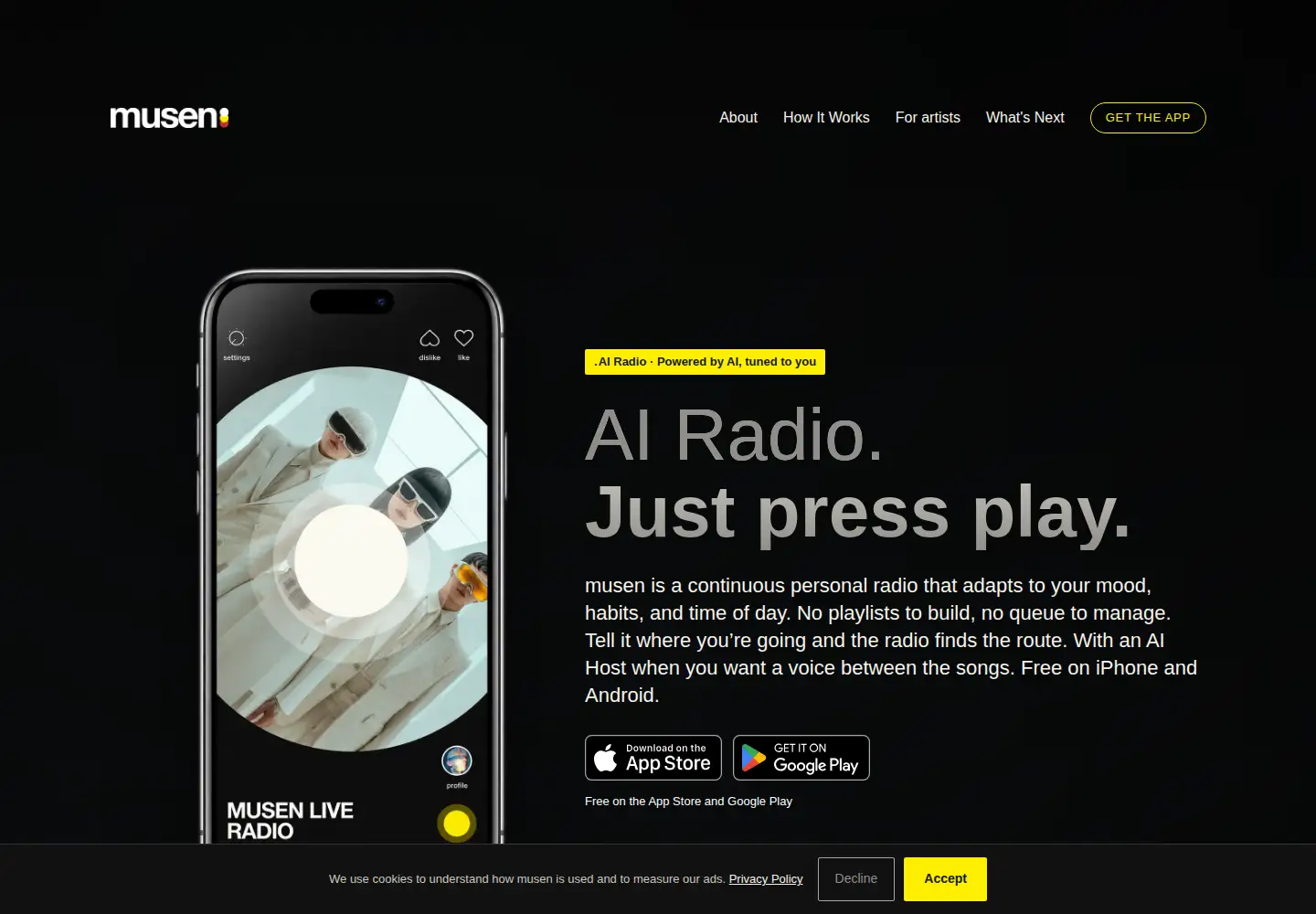 Screenshot of musen.live