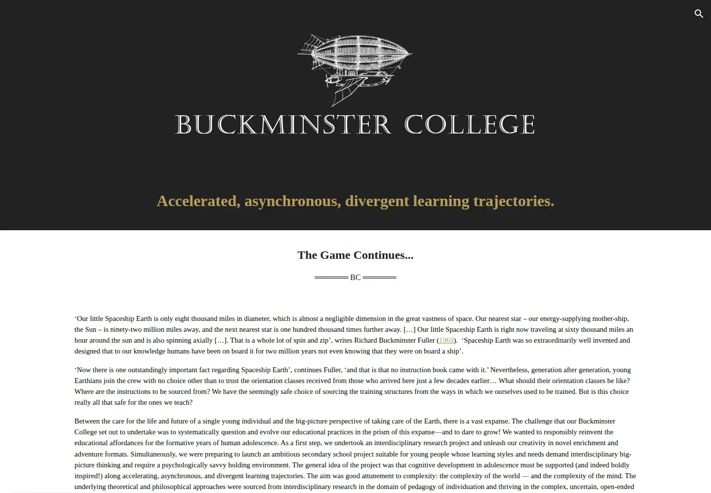 Screenshot of buckminstercollege.org