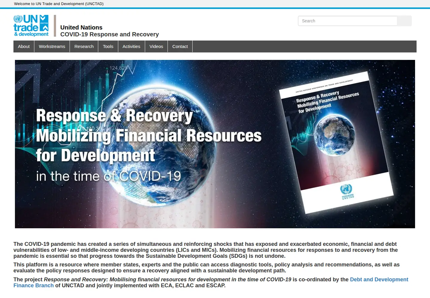 Captured homepage of mobilizingdevfinance.org in the current scan