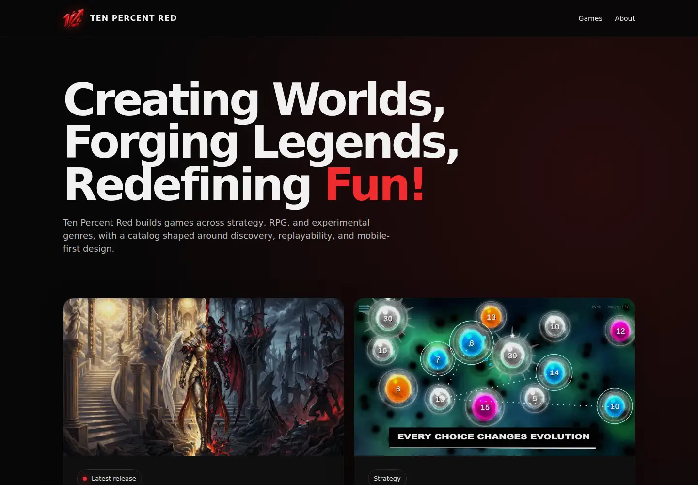 Screenshot of tenpercentred.com