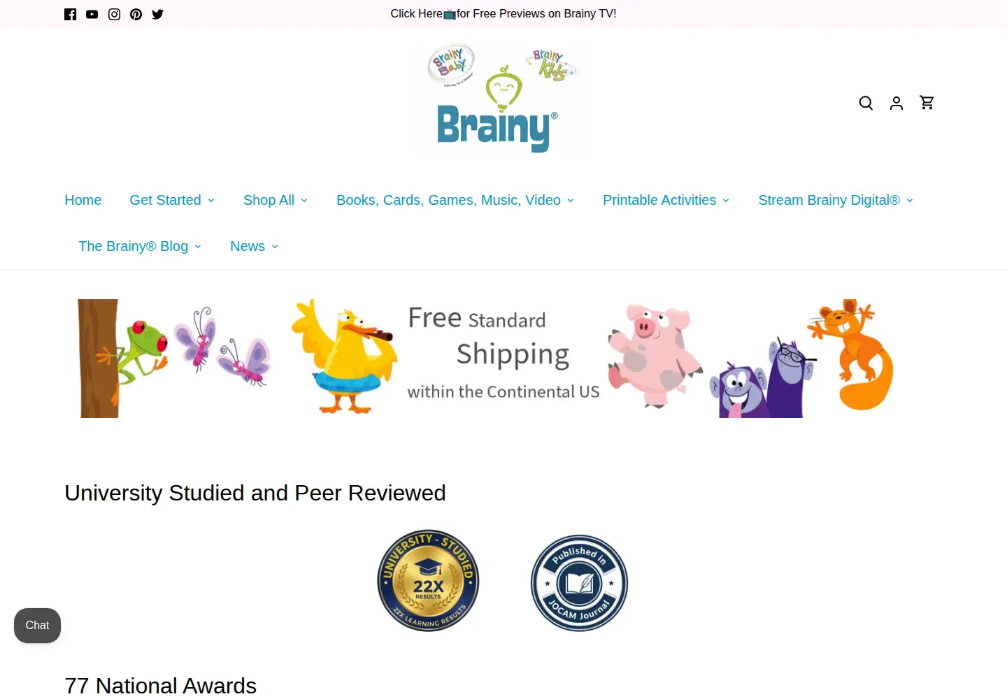 Screenshot of thebrainystore.com