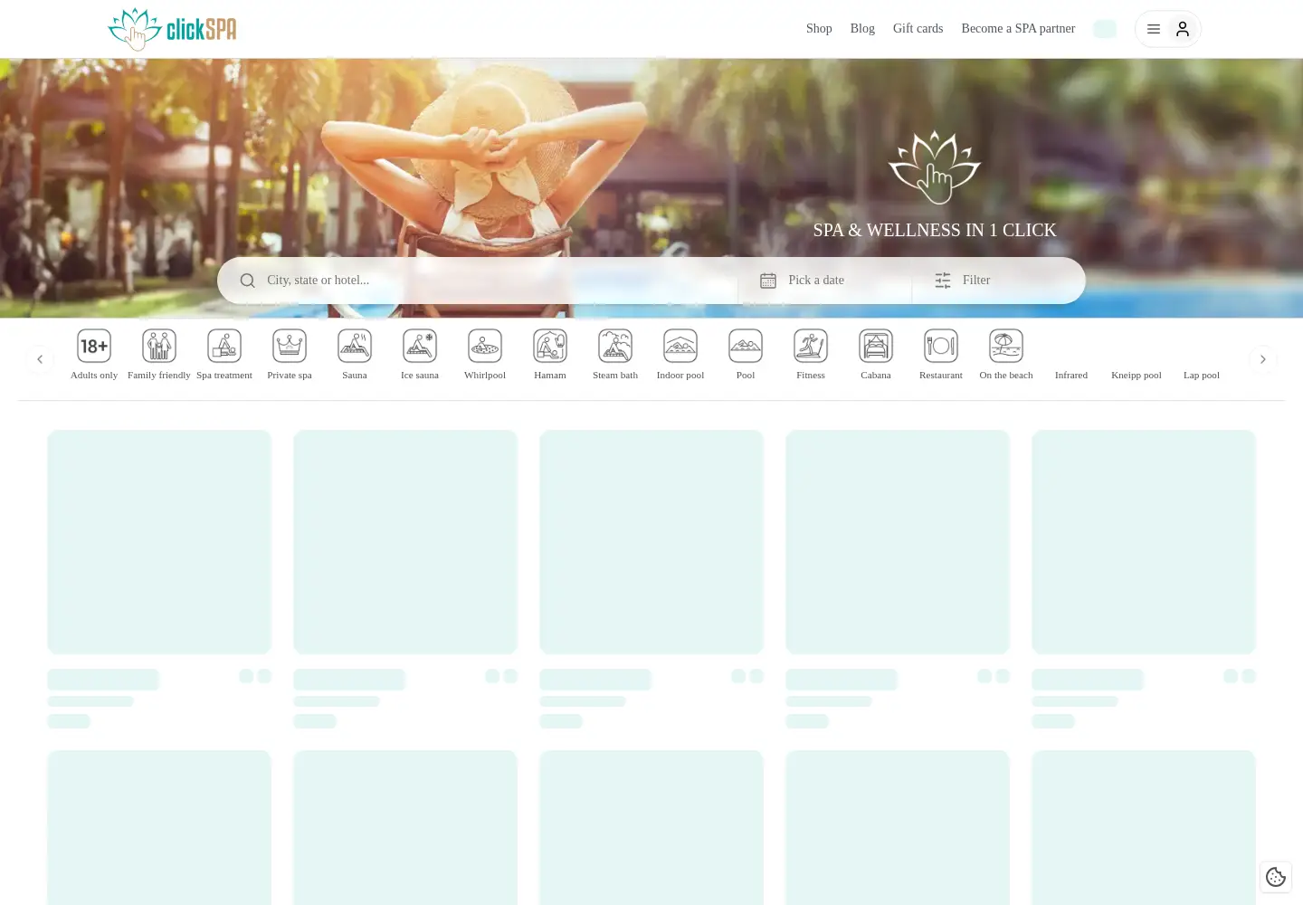 Captured homepage of clickspa.app in the current scan
