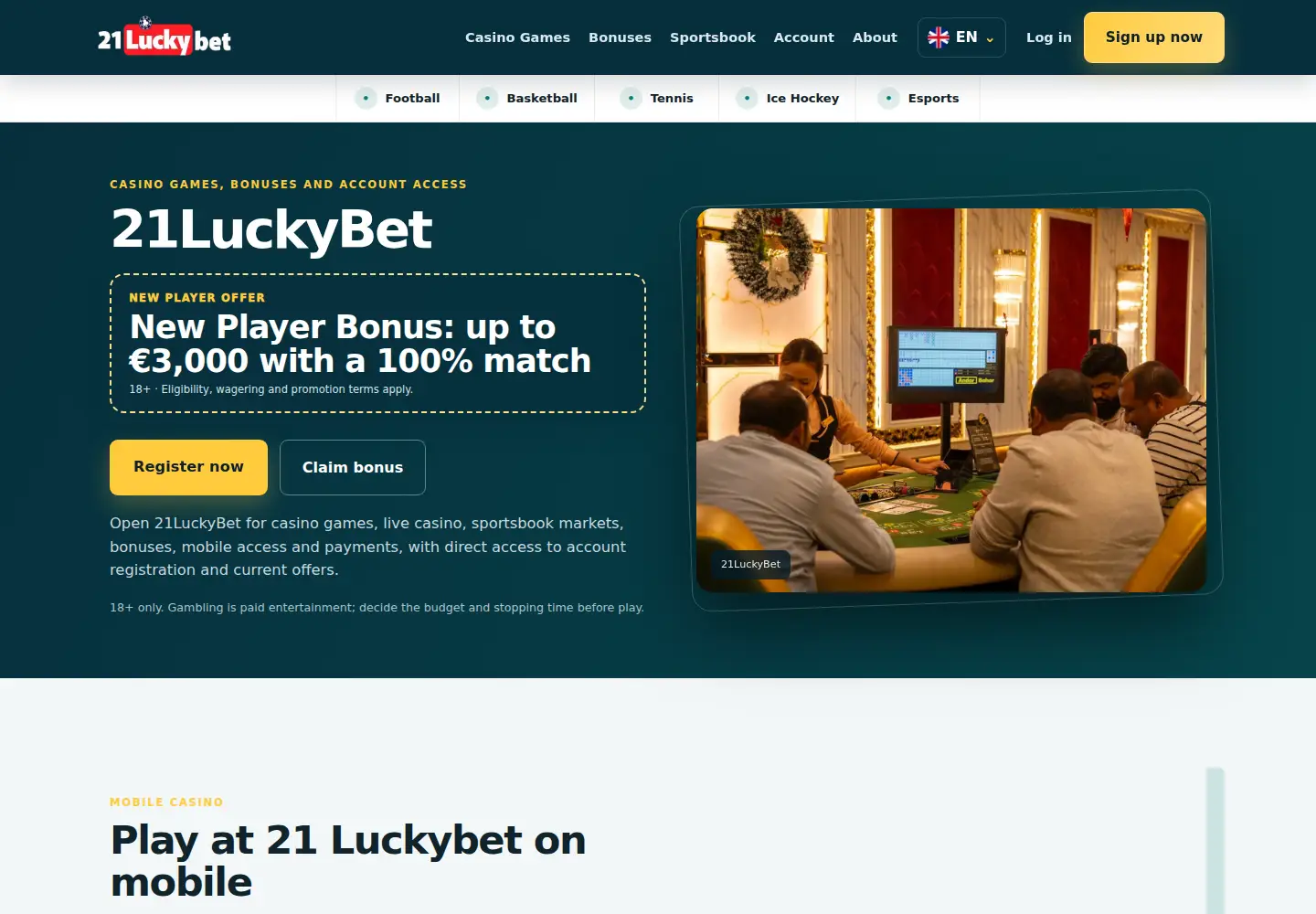 Screenshot of 21luckybet.eu
