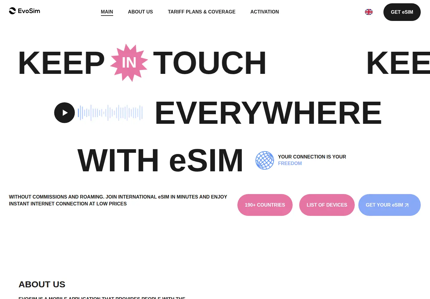 Captured homepage of evosim.com in the current scan
