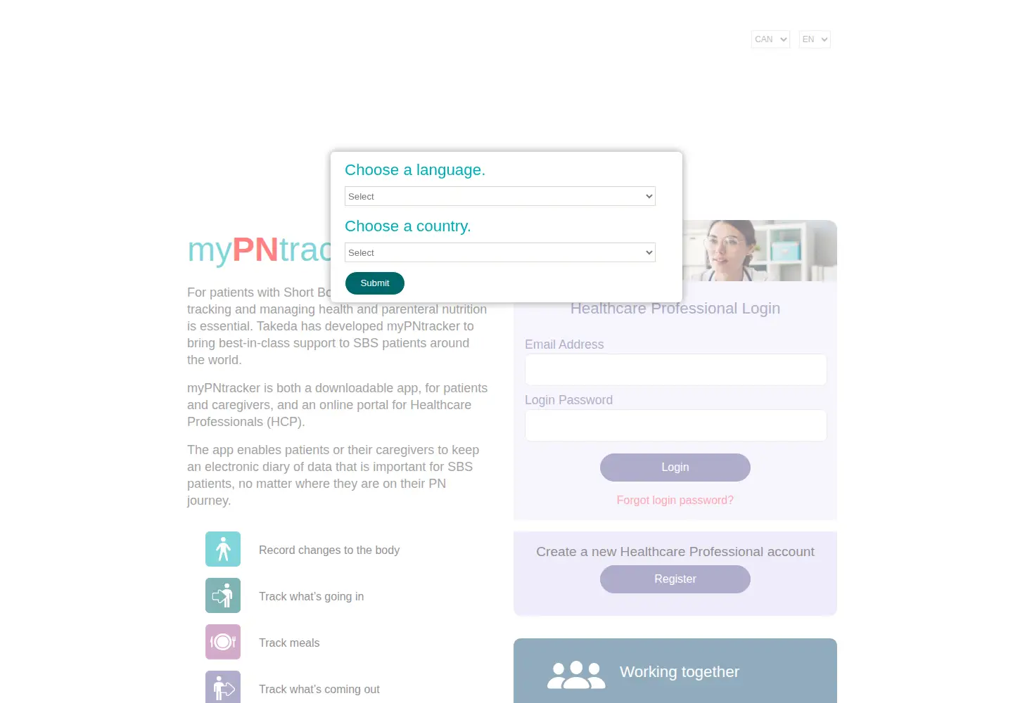 Captured homepage of mypntracker.com in the current scan