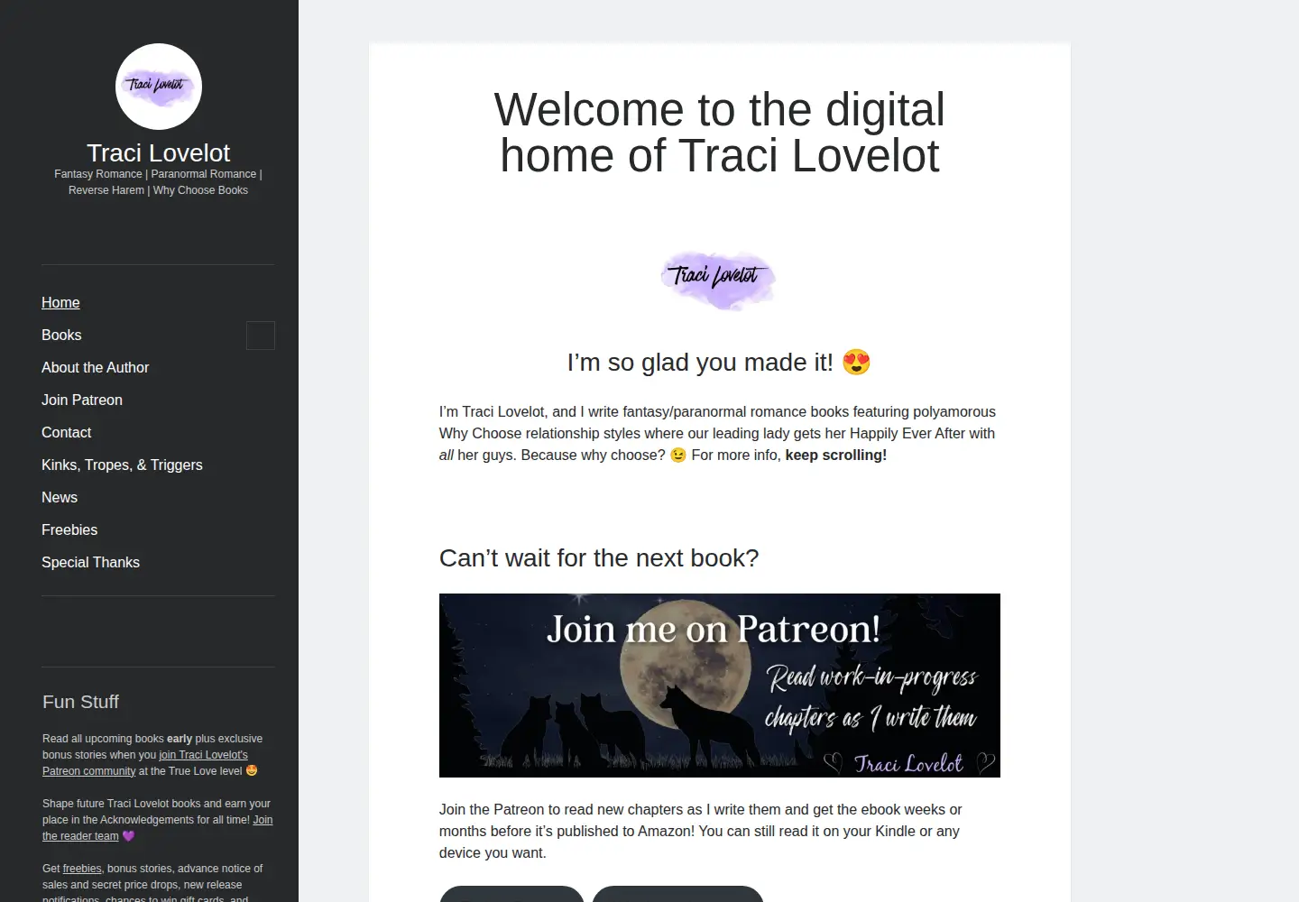 Captured homepage of tracilovelot.com in the current scan