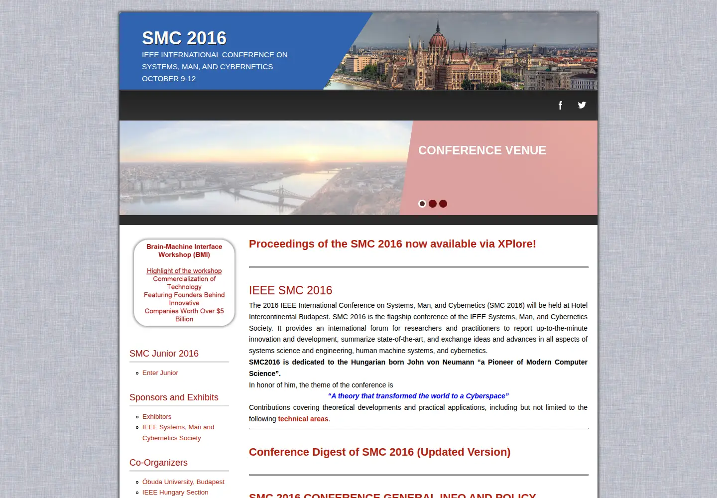 Captured homepage of smc2016.org in the current scan