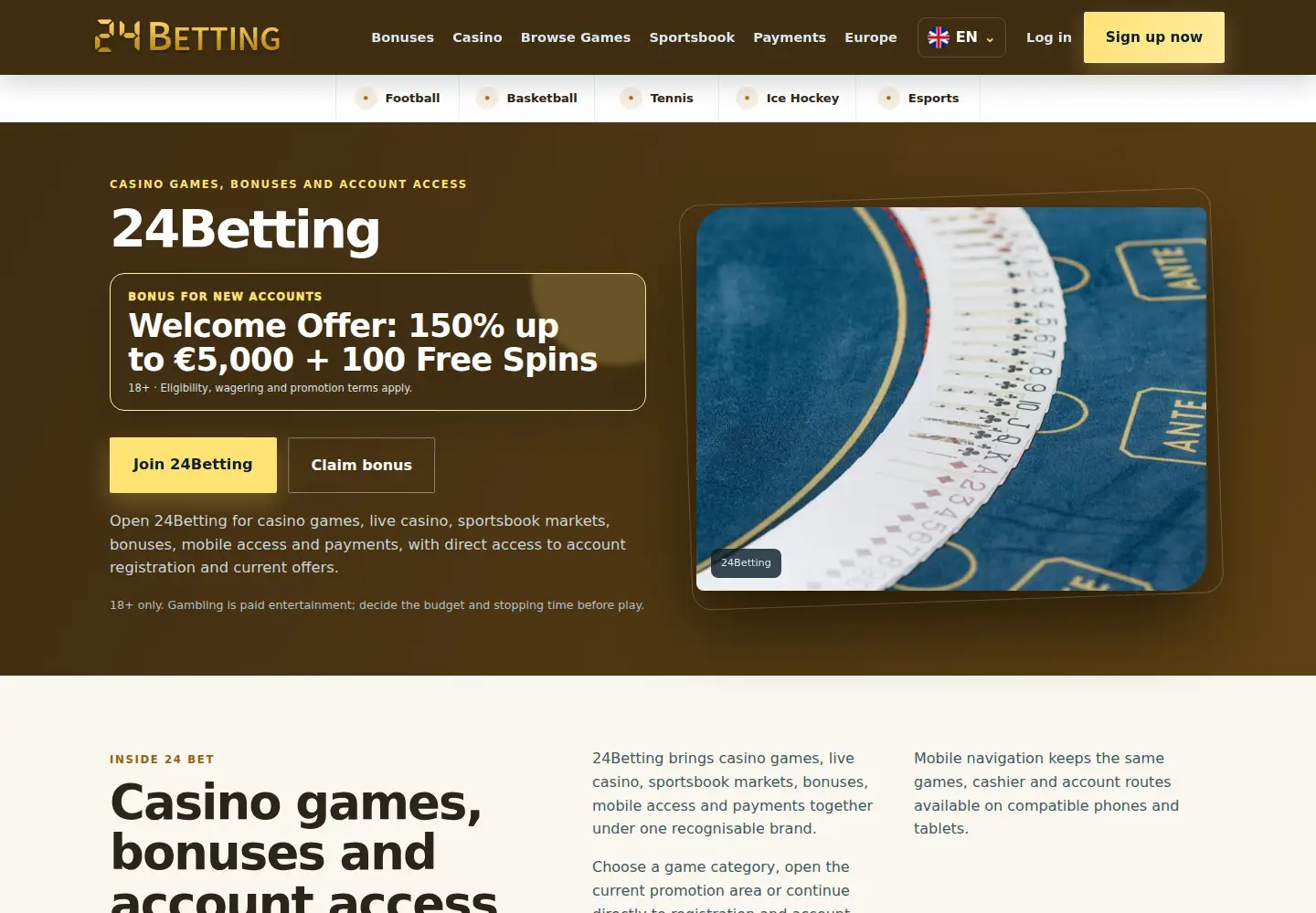 Screenshot of 24betcasino.eu