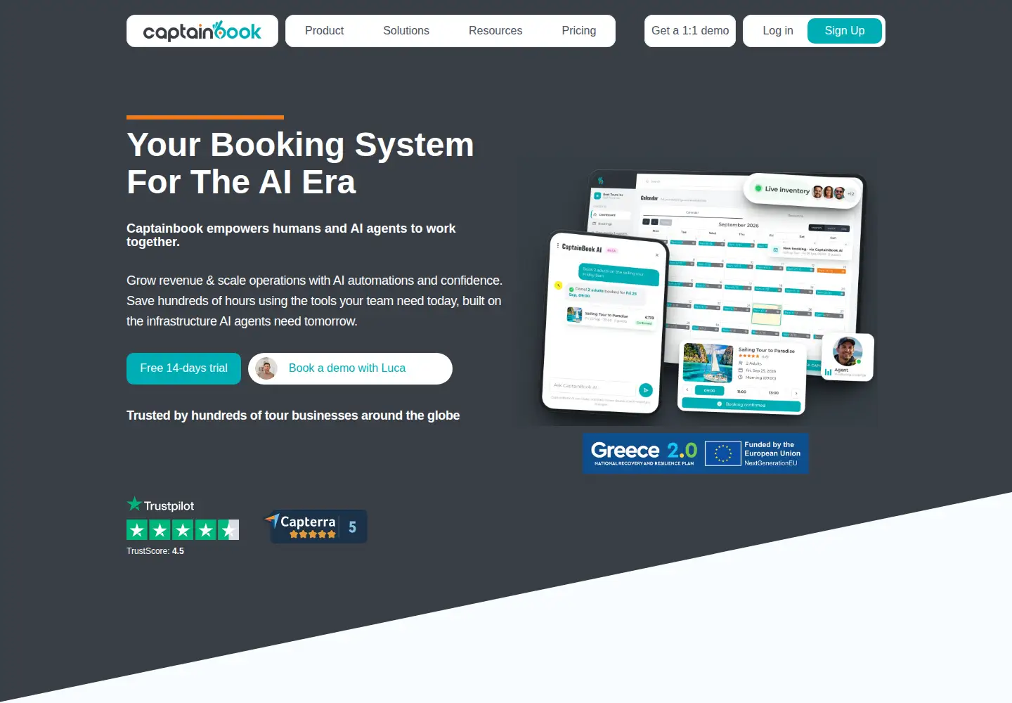 Captured homepage of captainbook.io in the current scan