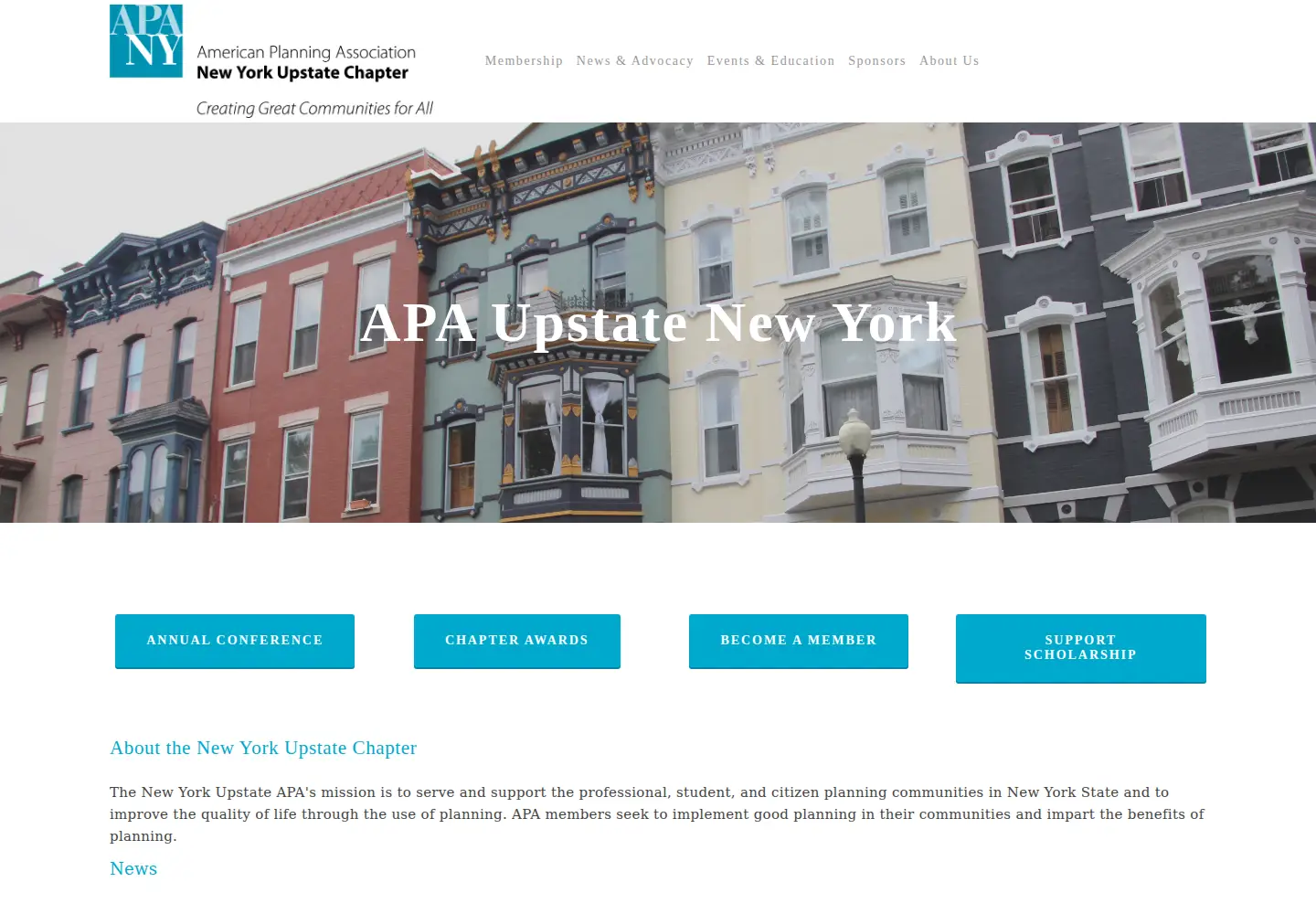 Captured homepage of nyupstateplanning.org in the current scan
