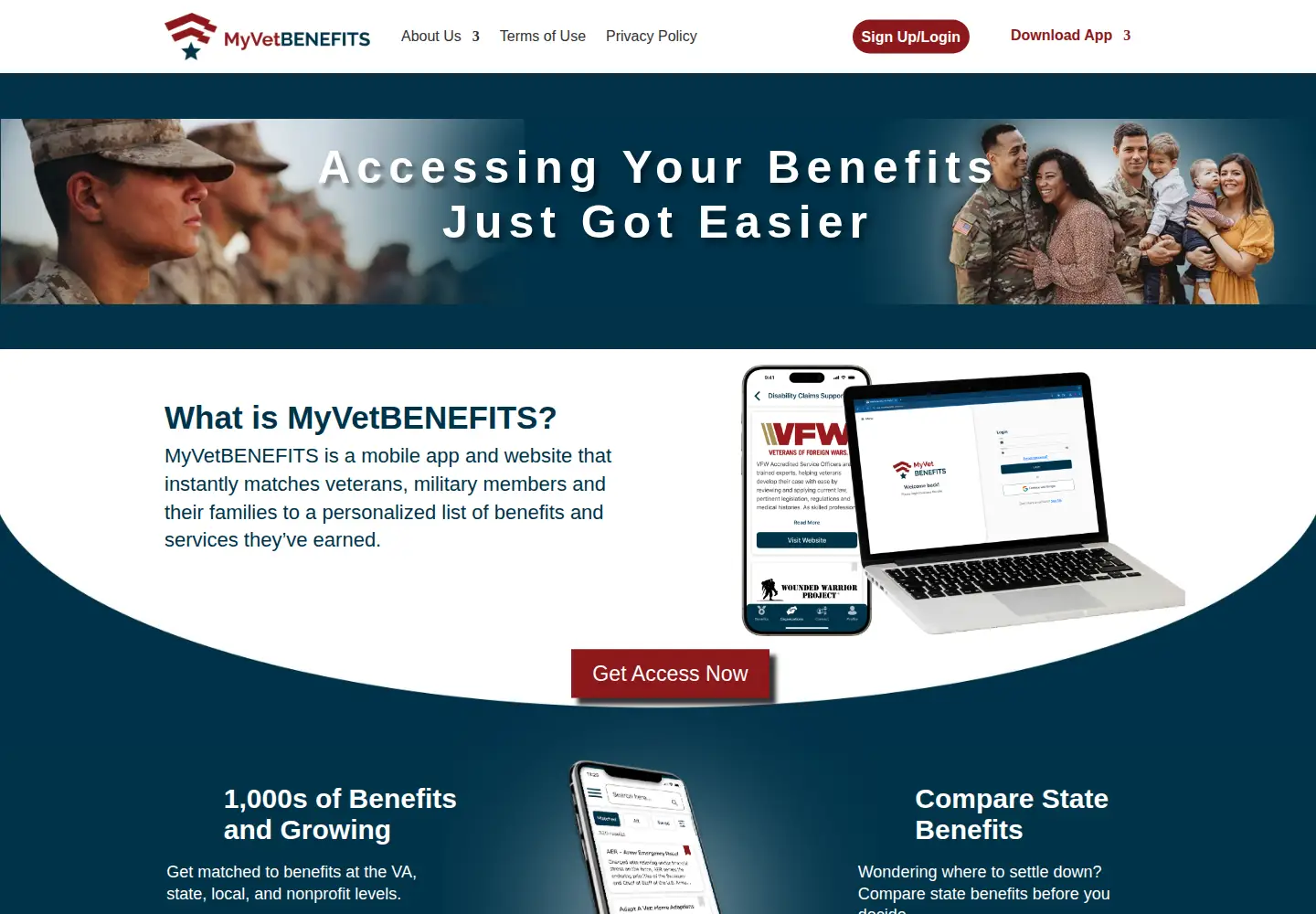 Screenshot of myvetbenefits.com