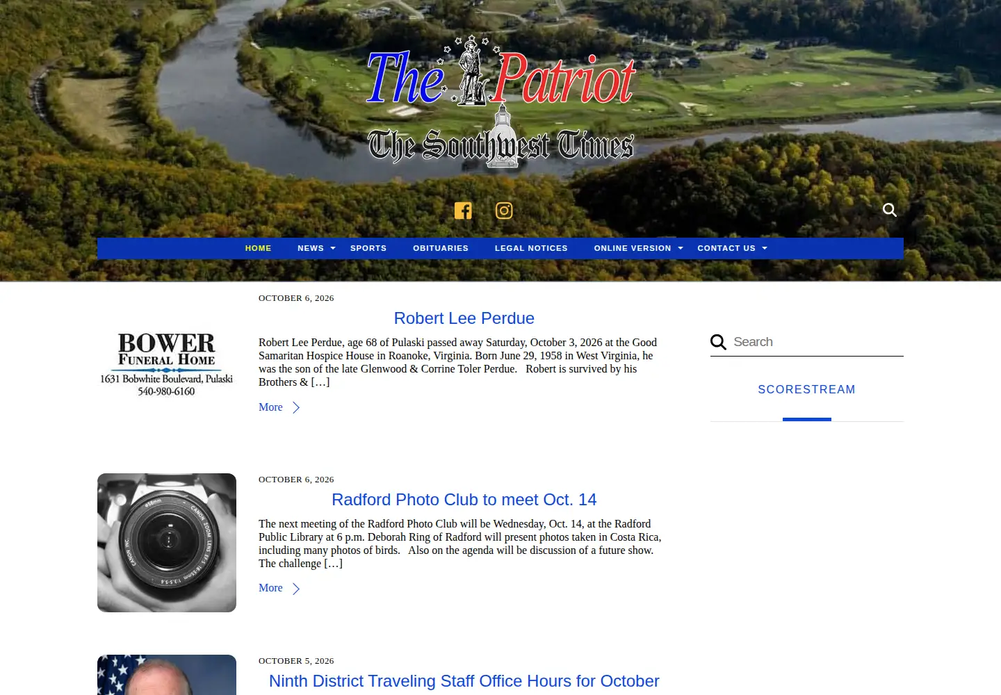 Captured homepage of pcpatriot.com in the current scan