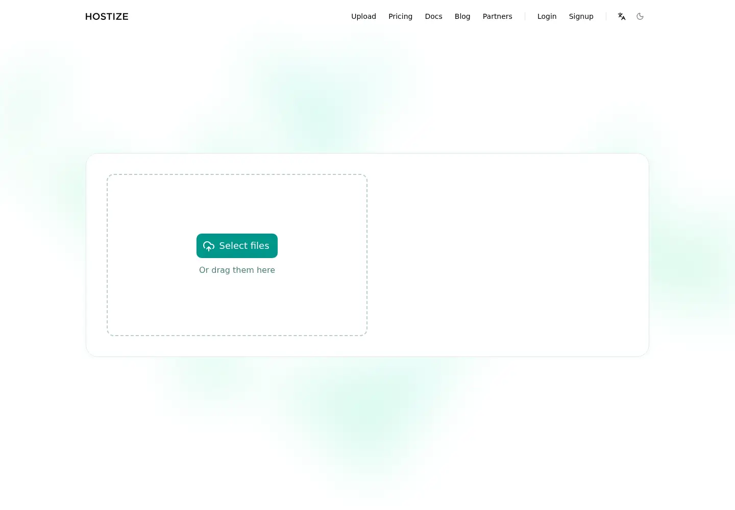 Captured homepage of hostize.com in the current scan