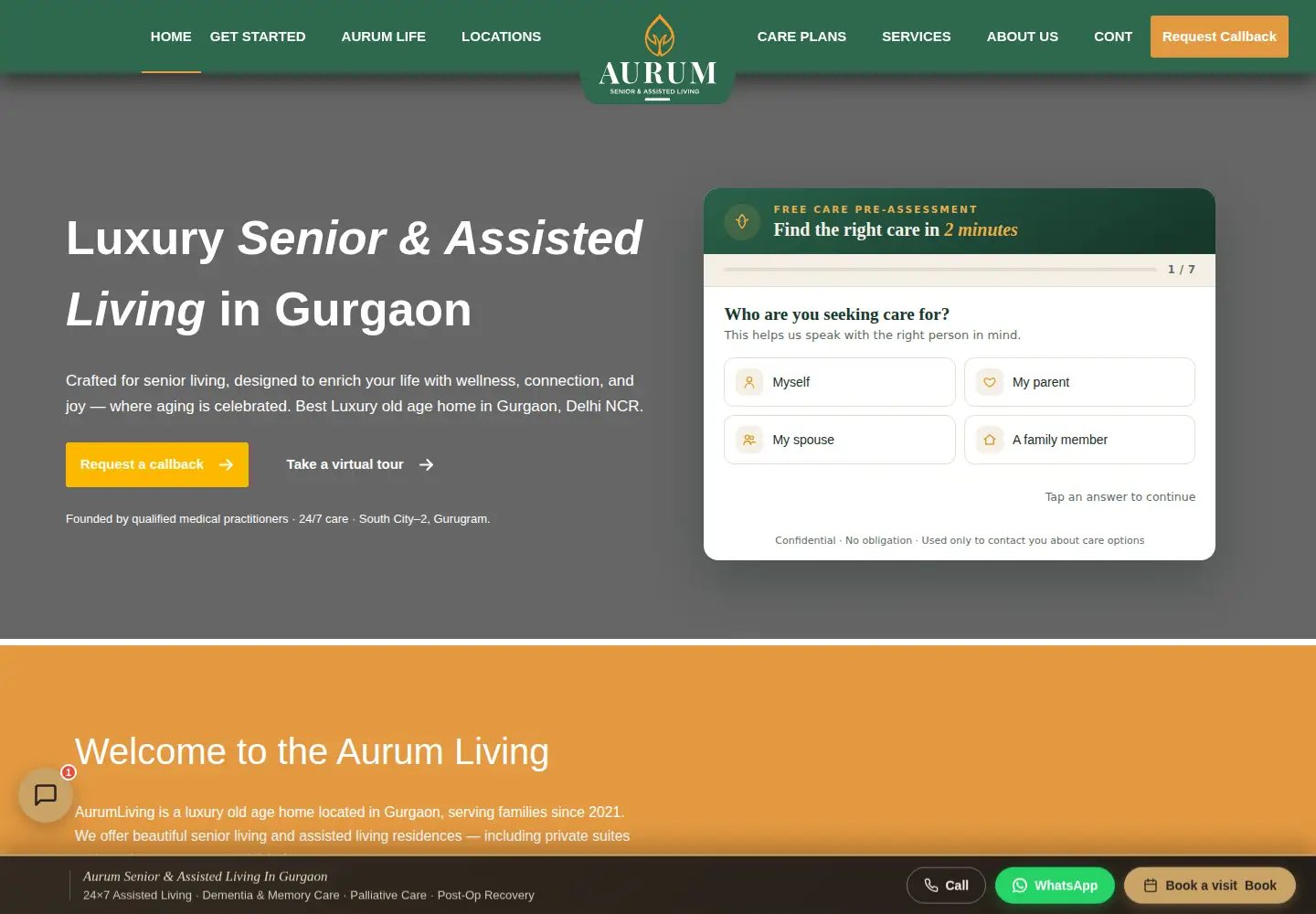 Screenshot of aurumliving.com