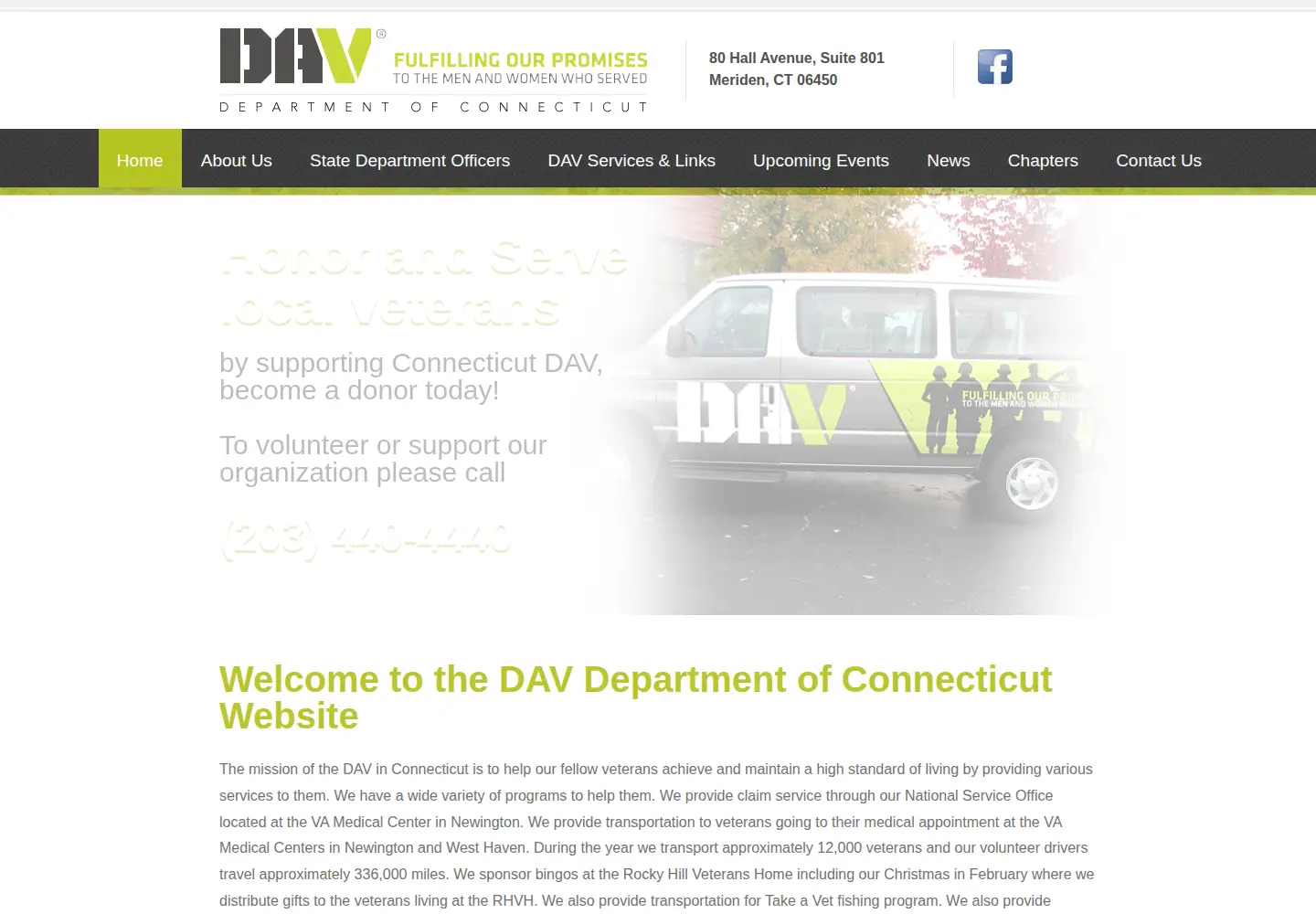Captured homepage of disabledvetsct.org in the current scan