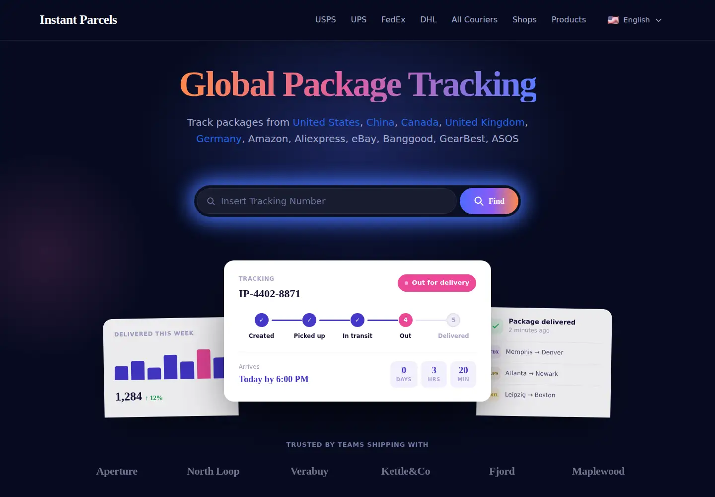 Screenshot of instantparcels.com
