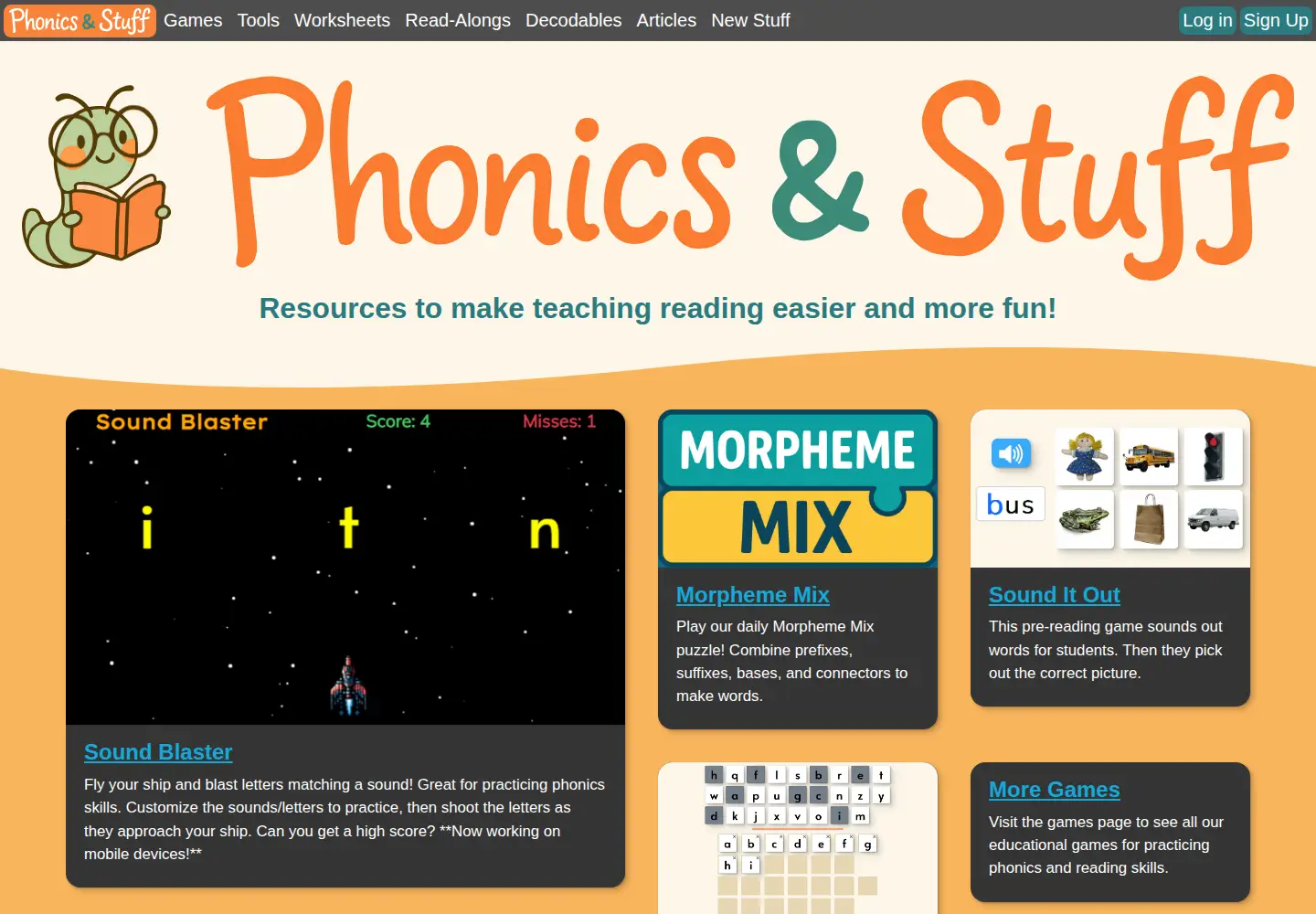 Screenshot of phonicsandstuff.com