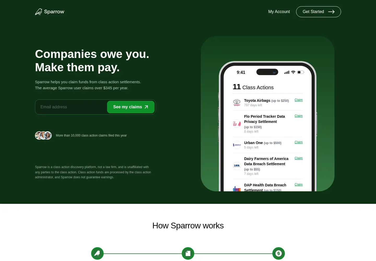 Screenshot of usesparrow.com