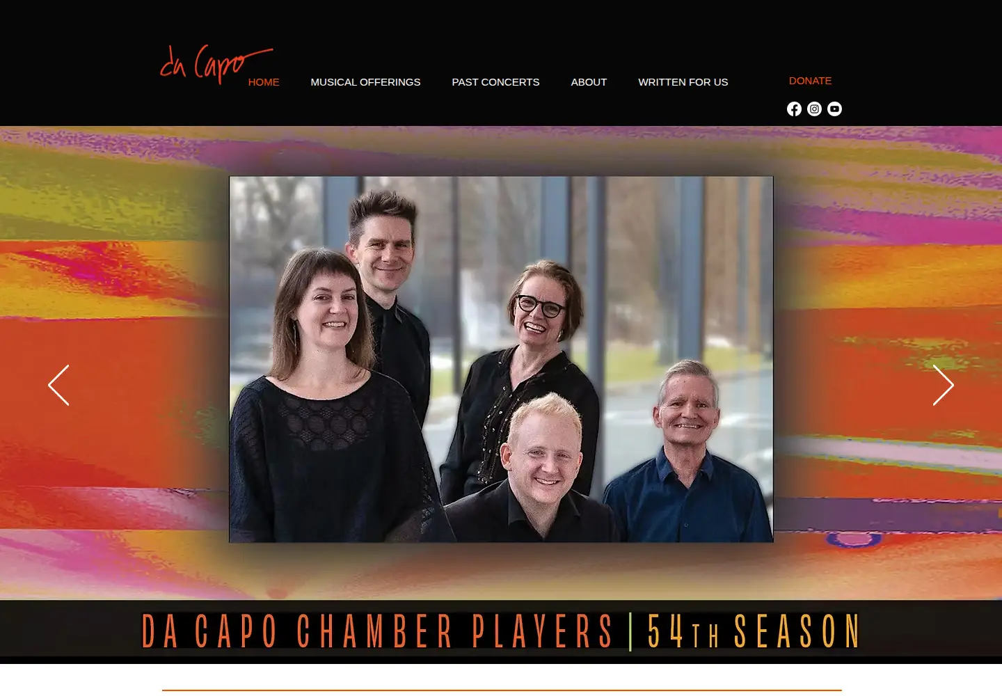 Captured homepage of dacapochamberplayers.org in the current scan
