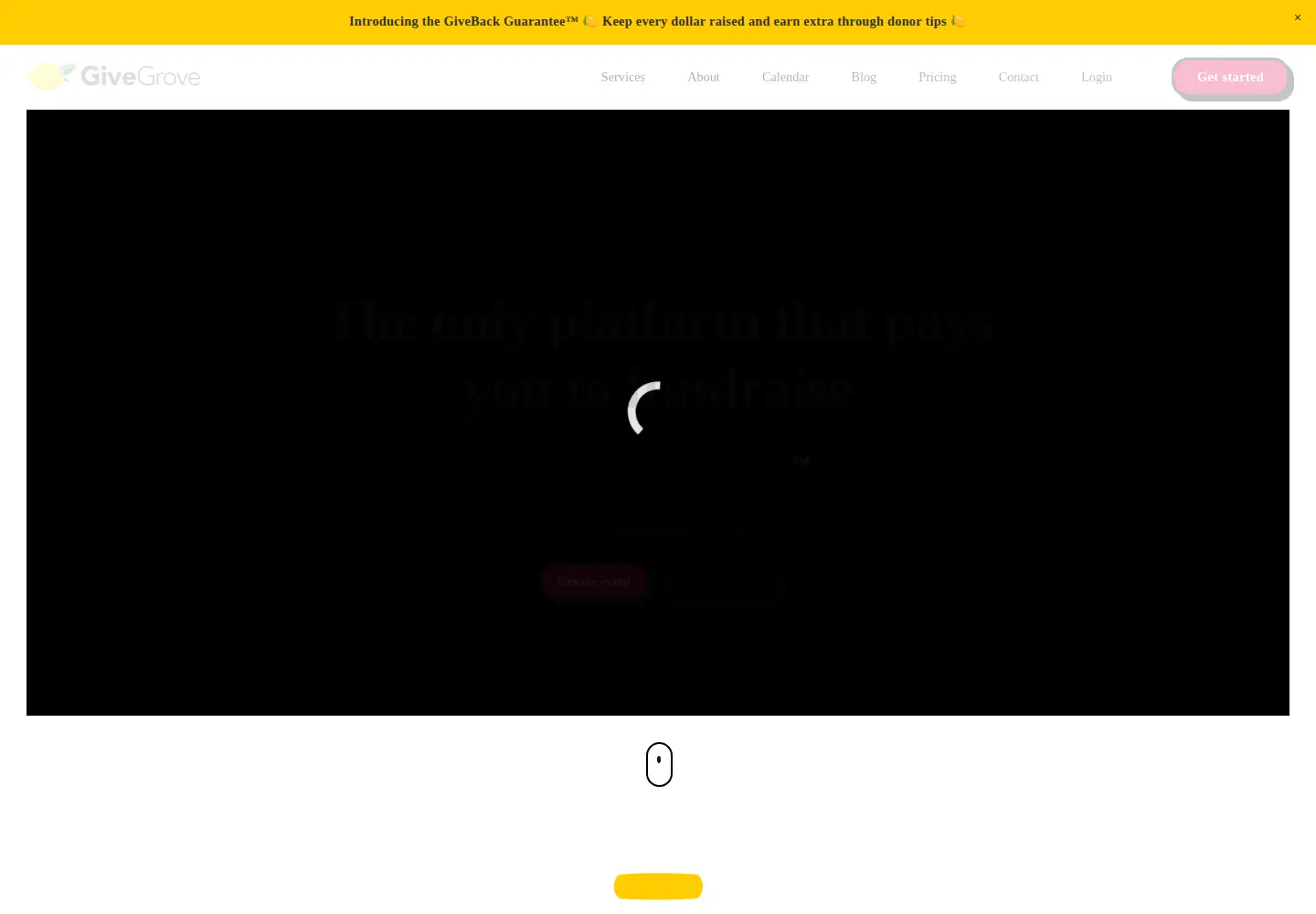 Captured homepage of givegrove.com in the current scan