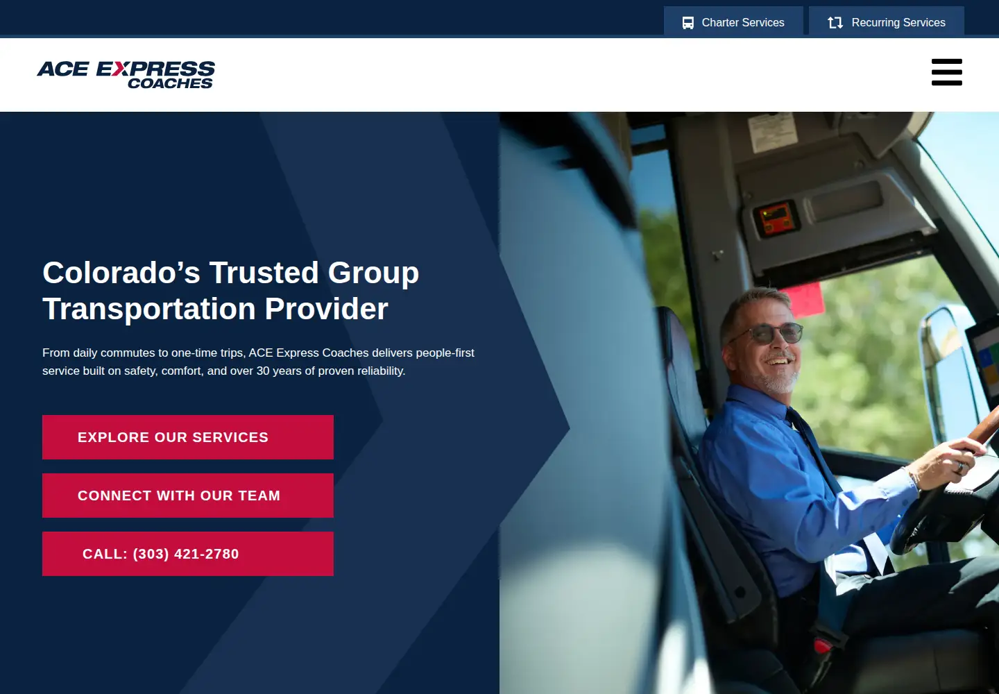 Screenshot of aceexpresscoaches.com