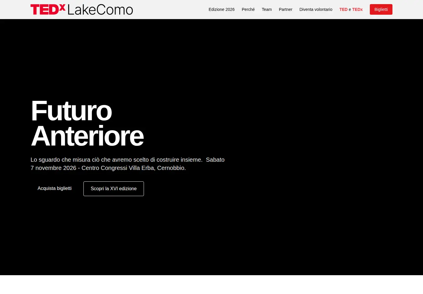 Captured homepage of tedxlakecomo.com in the current scan