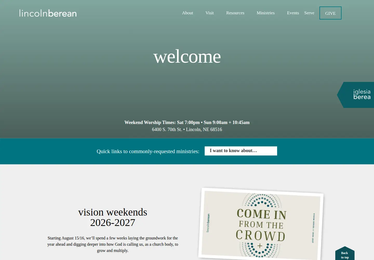 Captured homepage of lincolnberean.org in the current scan