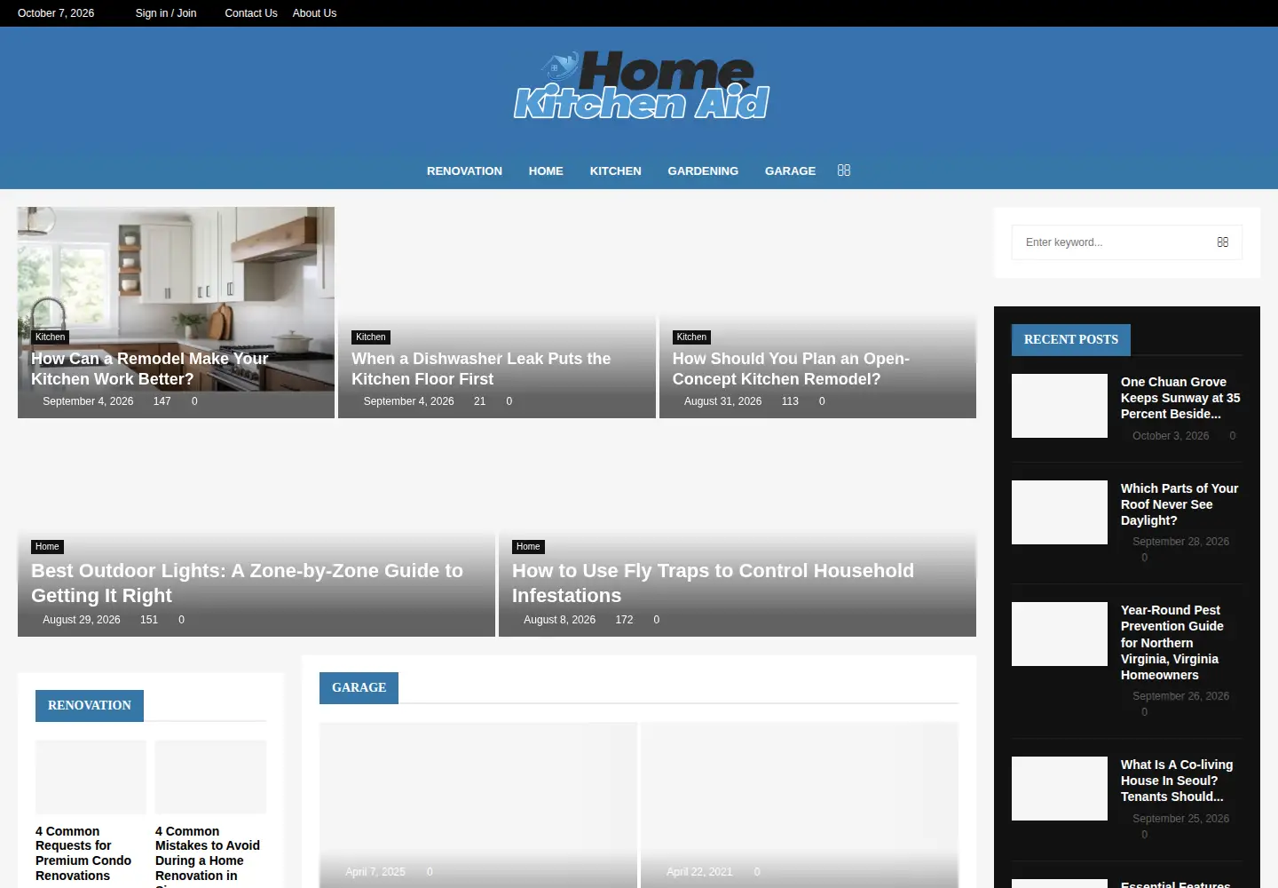Captured homepage of homekitchenaid.com in the current scan