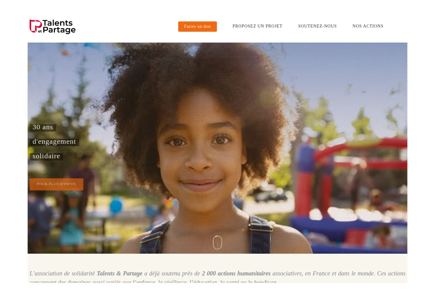 Captured homepage of talents-partage.org in the current scan