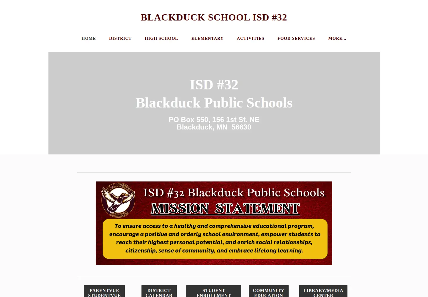 Captured homepage of blackduck.k12.mn.us in the current scan