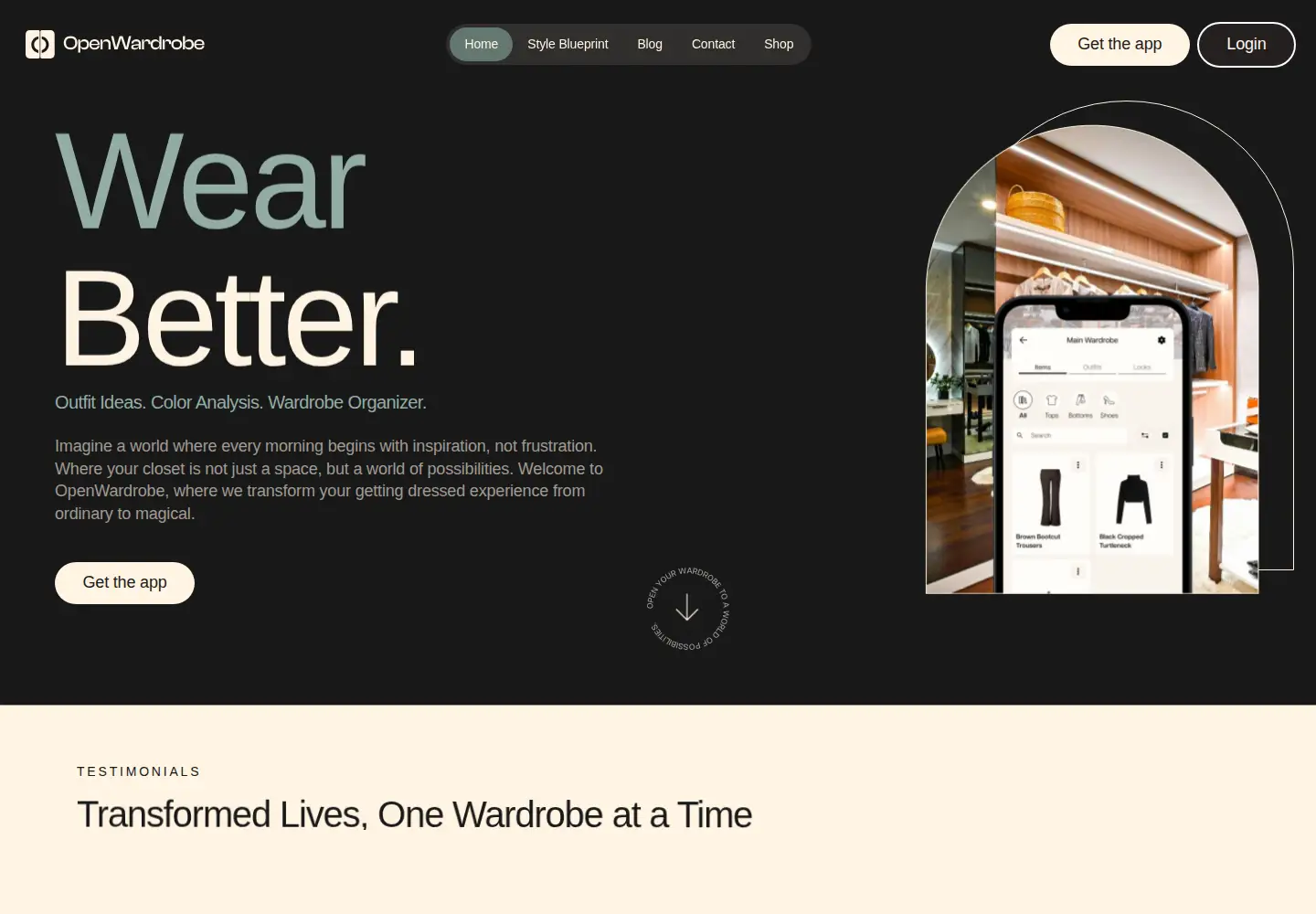 Screenshot of openwardrobe.co