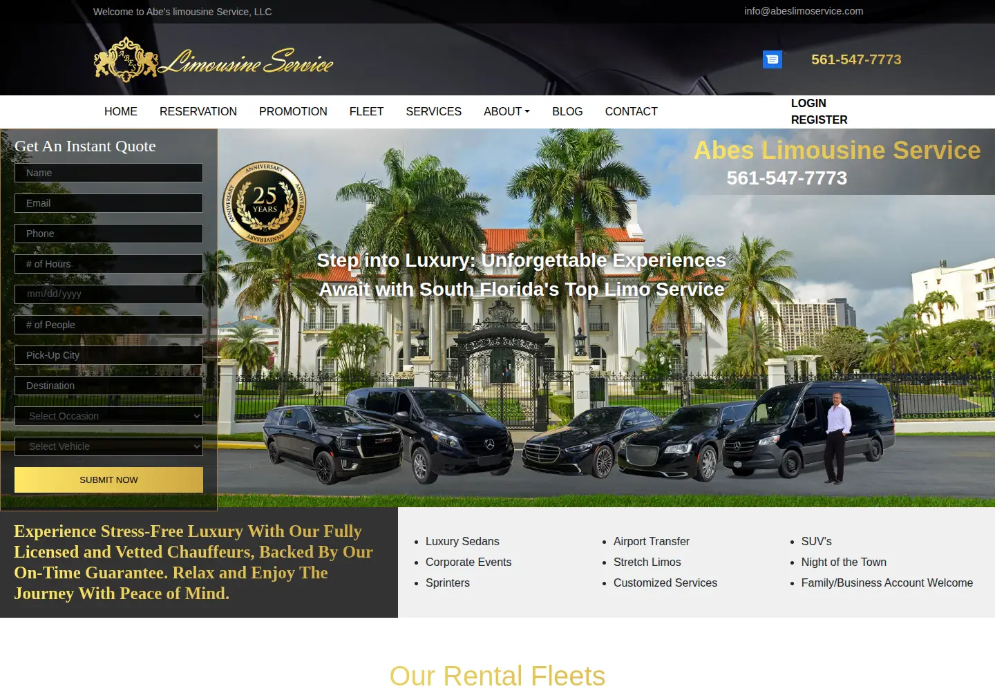 Screenshot of abeslimousineservice.com