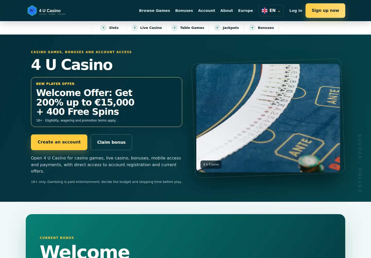 Screenshot of 4ucasino.eu