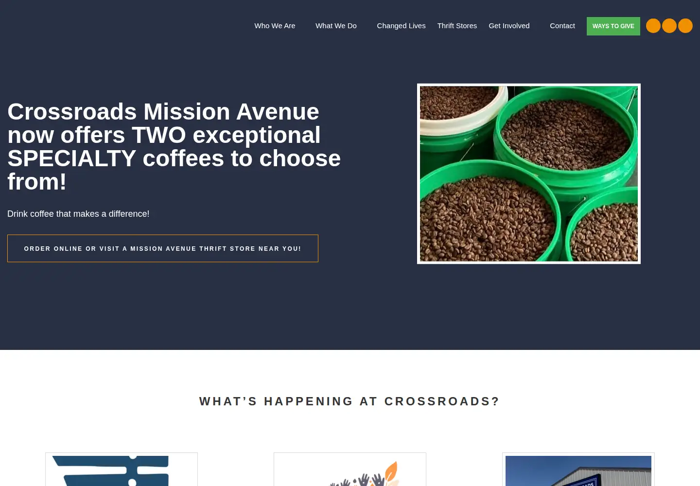 Captured homepage of crossroadsmission.com in the current scan
